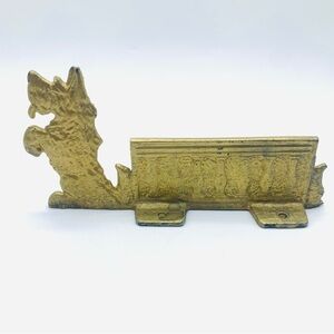 Antique Cast Iron Scottie Dog Boot Scraper Brass Tone Architectural Salvage